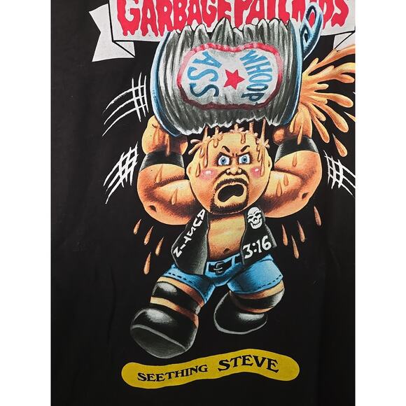 WWE Garbage Pail Kids Stone Cold Steve Austin T-shirt Large Seething Steve Black - Picture 2 of 4